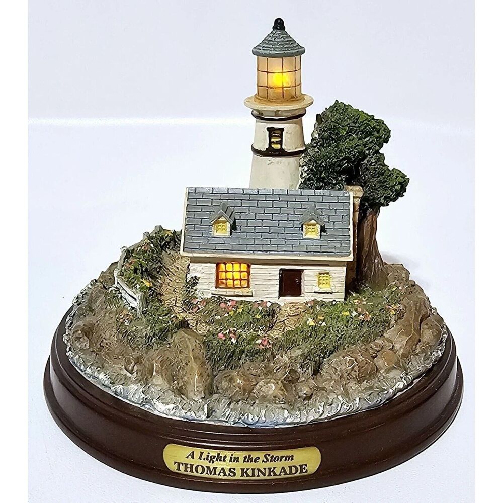 Vintage Thomas Kinkade "A Light in the Storm" Lighthouse Figurine (Lights Up)